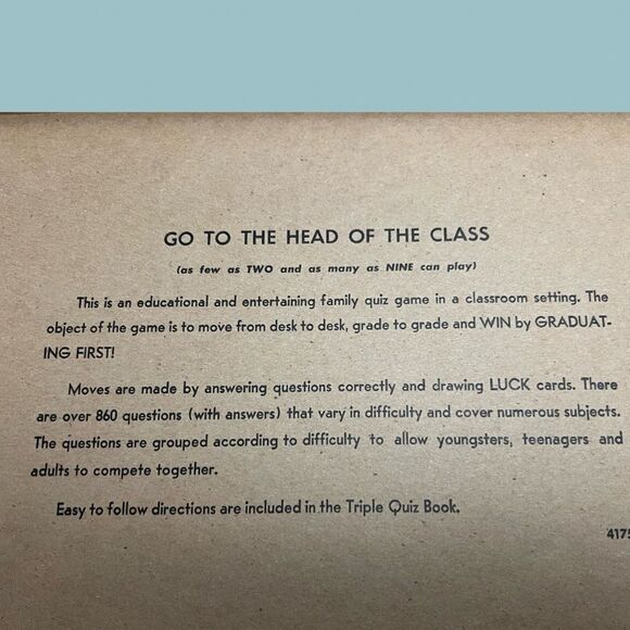 Vintage 1967 Milton Bradley Go to the Head of the Class Series 17 Board Game - Picture 5 of 10